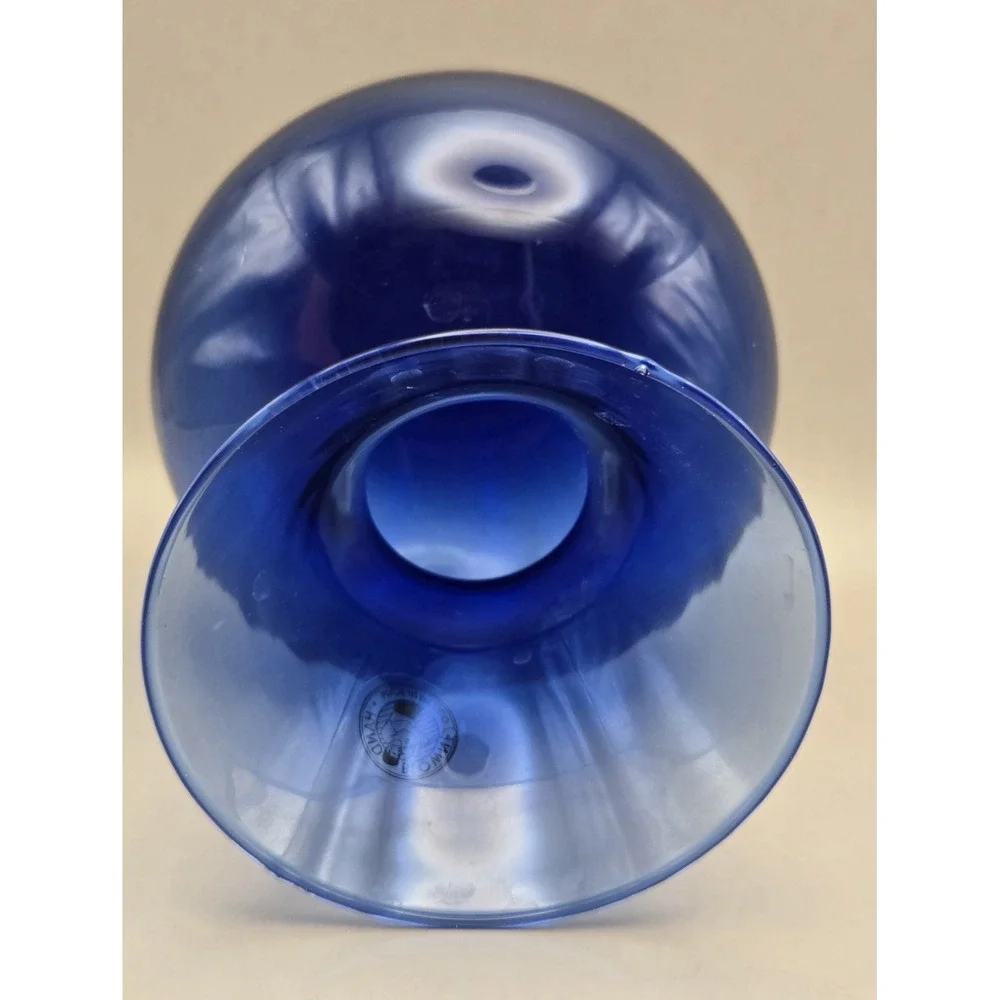 Vintage Handblown Made in Mexico Cobalt Blue Bulbous Onion Shape Flared Top B#37